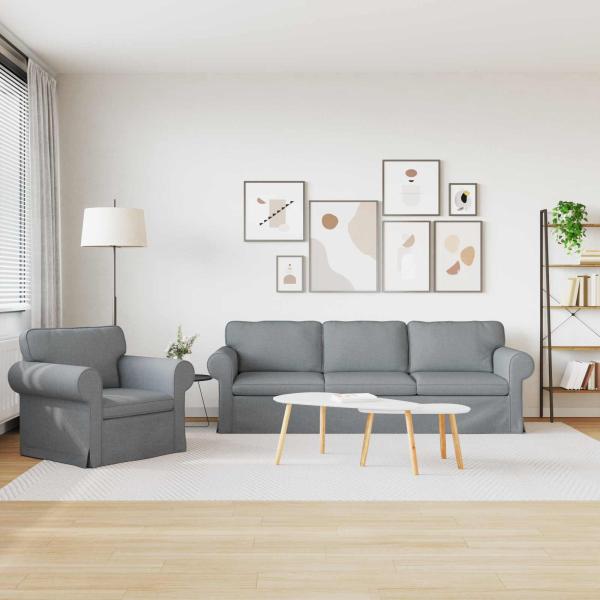 Sofa 2 pcs Hellgrau Metall