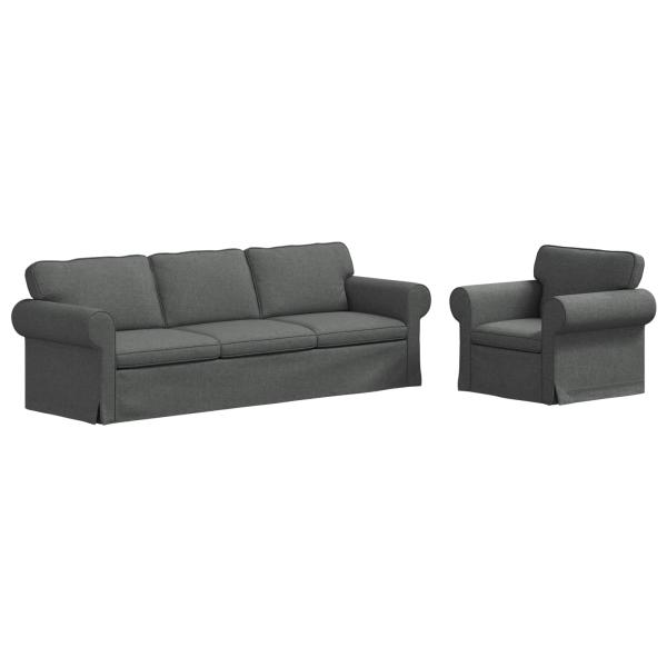 Sofa 2 pcs Dunkelgrau Metall