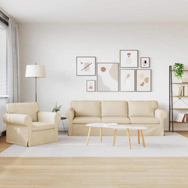 Sofa 2 pcs Creme Metall