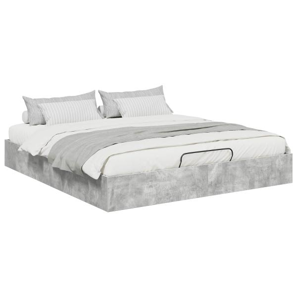 Ottoman Bettgestell Betongrau 160 x 200 cm Holzwerkstoff
