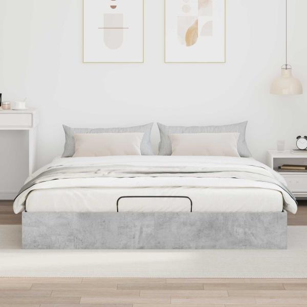 Ottoman Bettgestell Betongrau 160 x 200 cm Holzwerkstoff