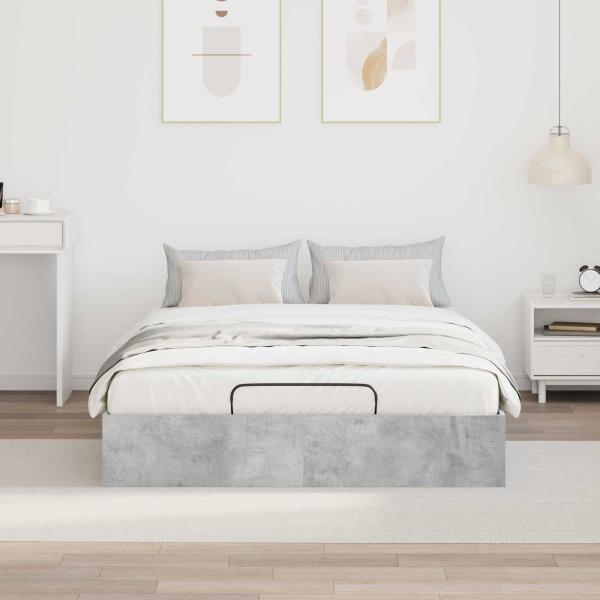 Ottoman Bettgestell Betongrau 120 x 200 cm Holzwerkstoff