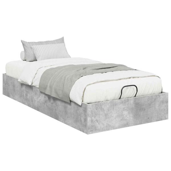 Ottoman Bettgestell Betongrau 90 x 200 cm Holzwerkstoff