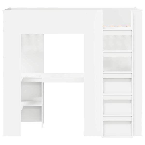 Etagenbettgestell mit Schreibtisch Weiß 100 x 200 cm