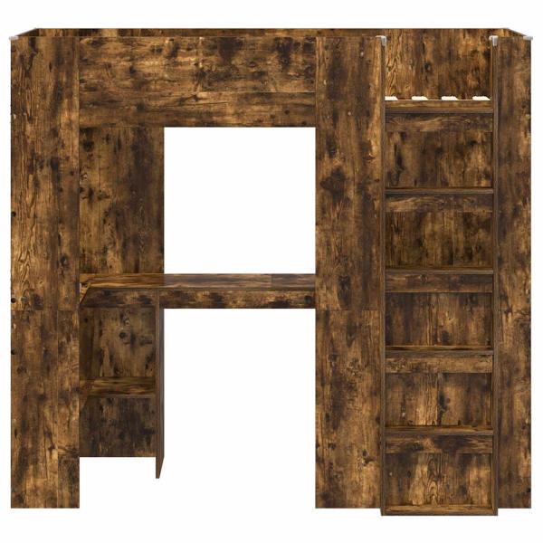 Etagenbettgestell mit Schreibtisch mit Speicher Holzwerkstoff