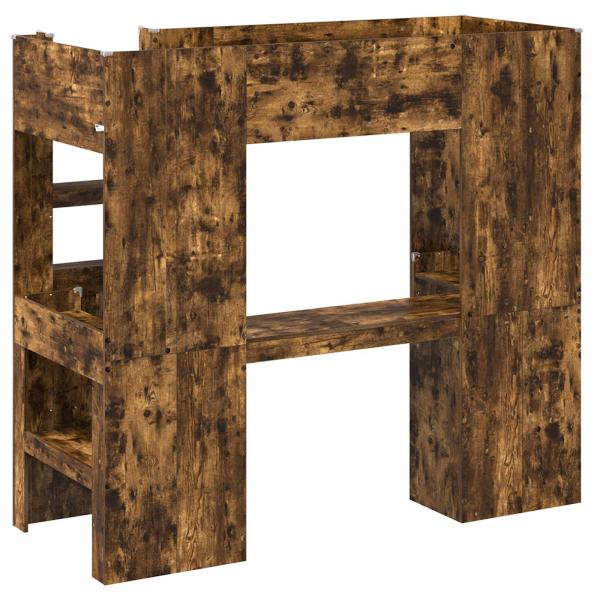 Etagenbettgestell mit Schreibtisch mit Speicher Holzwerkstoff