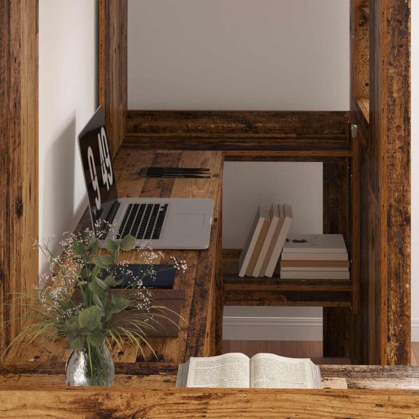 Etagenbettgestell mit Schreibtisch Altholz 100 x 200 cm