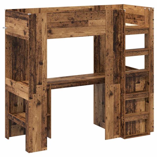Etagenbettgestell mit Schreibtisch Altholz 100 x 200 cm
