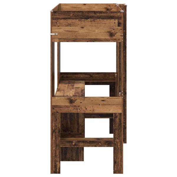 Etagenbettgestell mit Schreibtisch Altholz 100 x 200 cm