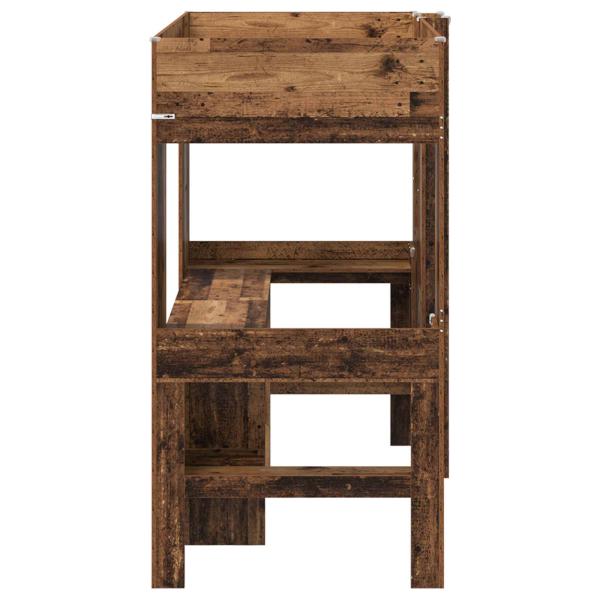 Etagenbettgestell mit Schreibtisch Altholz 100 x 200 cm