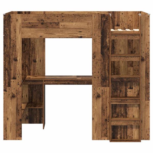 Etagenbettgestell mit Schreibtisch Altholz 100 x 200 cm