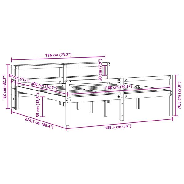 Bettrahmen mit Kopfteil 2 pcs Wachsbraun Massivholz Kiefer