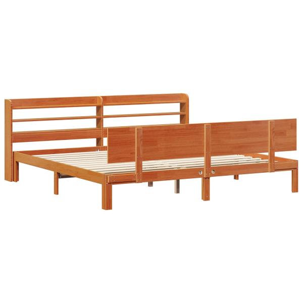 Bettrahmen mit Kopfteil 2 pcs Wachsbraun Massivholz Kiefer