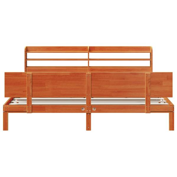 Bettrahmen mit Kopfteil 2 pcs Wachsbraun Massivholz Kiefer