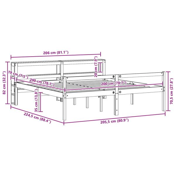 Bettrahmen mit Kopfteil 2 pcs Wachsbraun Massivholz Kiefer