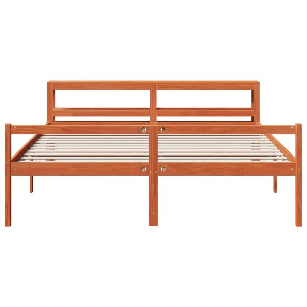 Bettrahmen mit Kopfteil 2 pcs Wachsbraun Massivholz Kiefer