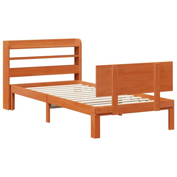 Bettrahmen mit Kopfteil 2 pcs Wachsbraun Massivholz Kiefer