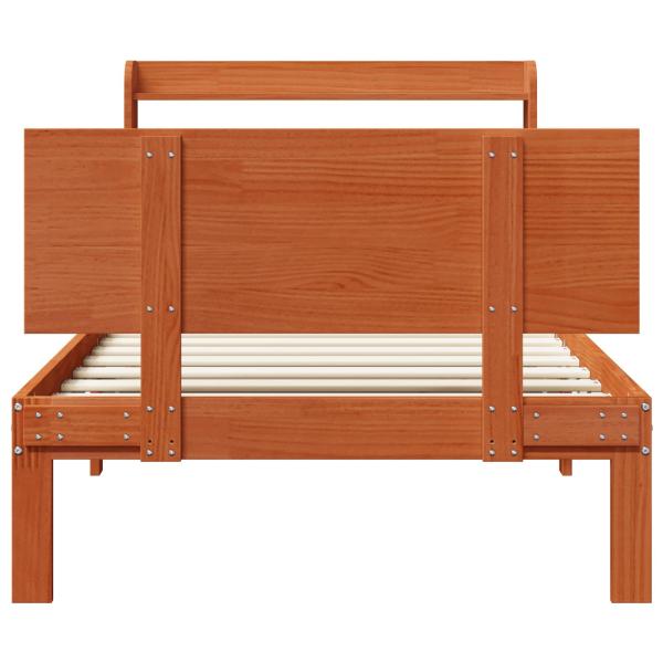 Bettrahmen mit Kopfteil 2 pcs Wachsbraun Massivholz Kiefer