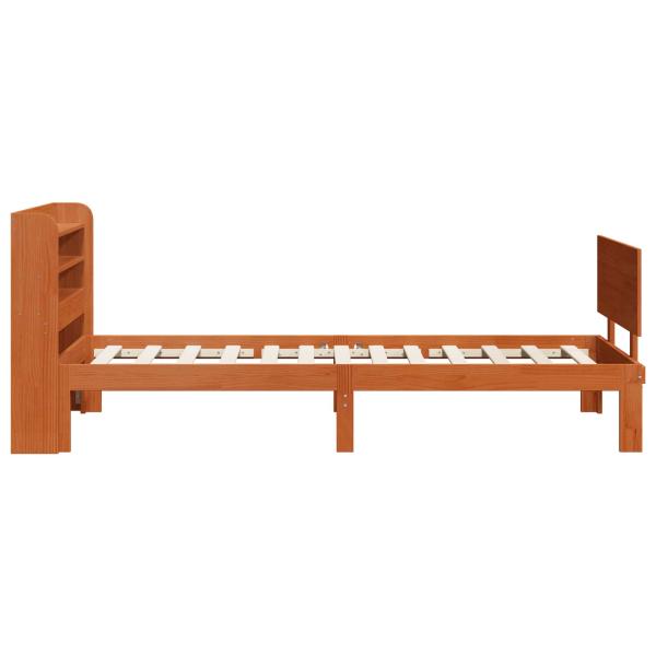 Bettrahmen mit Kopfteil 2 pcs Wachsbraun Massivholz Kiefer