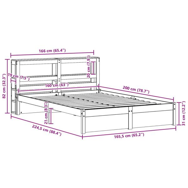 Bettrahmen mit Kopfteil 2 pcs Wachsbraun Massivholz Kiefer