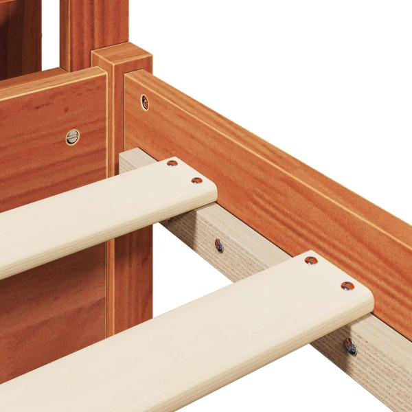 Bettrahmen mit Kopfteil 2 pcs Wachsbraun Massivholz Kiefer