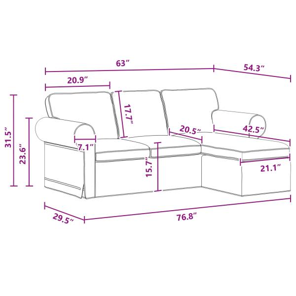 Sofa Dunkelgrau 215 x 138 x 80 cm Metall