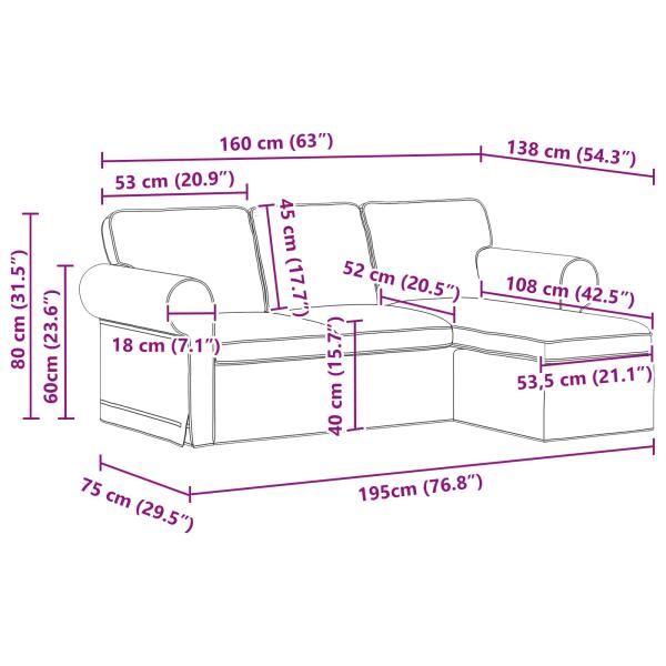 Sofa Dunkelgrau 215 x 138 x 80 cm Metall