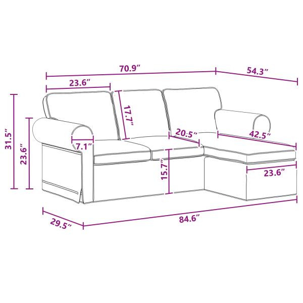 Sofa Dunkelgrau 215 x 138 x 80 cm Metall