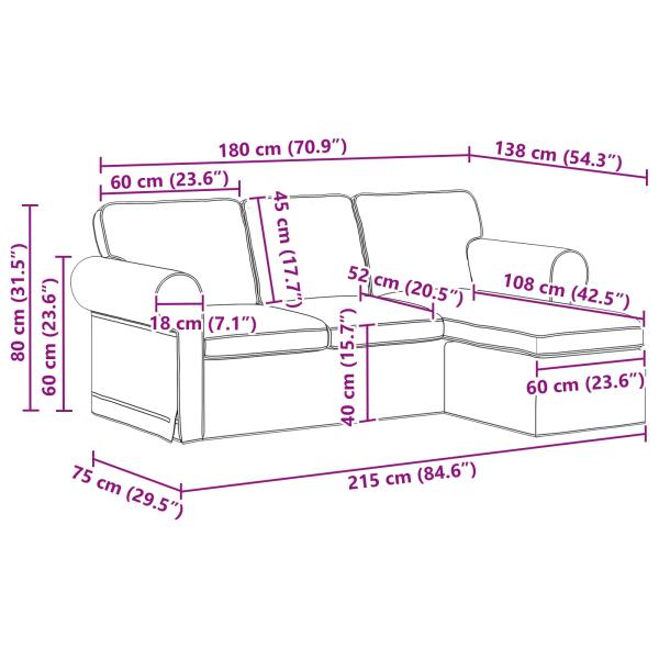 Sofa Taupe 215 x 138 x 80 cm Metall
