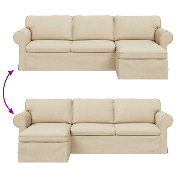 Sofa Creme 215 x 138 x 80 cm Metall