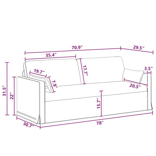 ARDEBO.de - Sofa Dunkelgrau 198 x 78 x 80 cm Metall