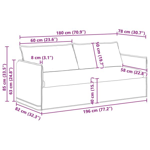 Sofa Creme 195 x 82 x 85 cm Metall