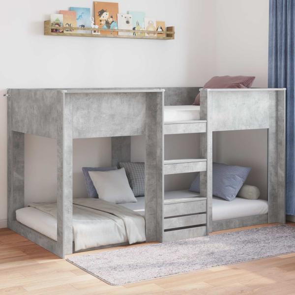 Bodenbettrahmen Beton Grau 75 x 190 cm Holzwerkstoff