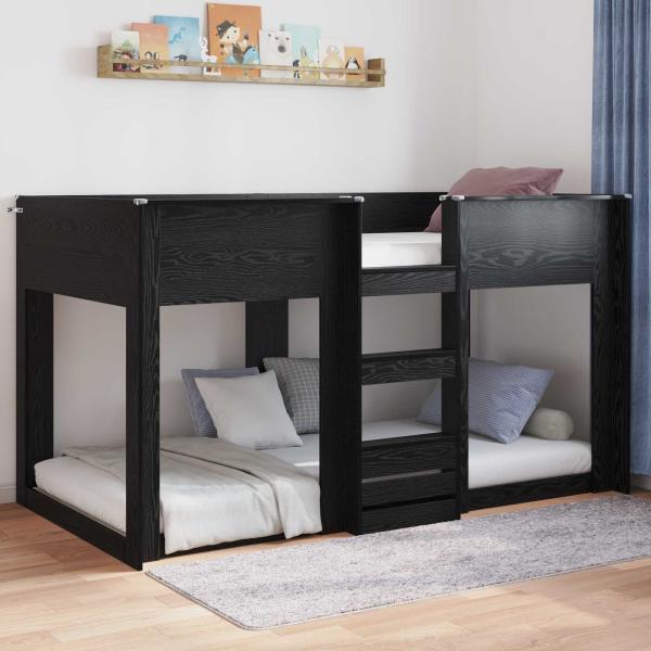 Bodenbettrahmen Schwarz Eichen-Optik 75 x 190 cm Holzwerkstoff