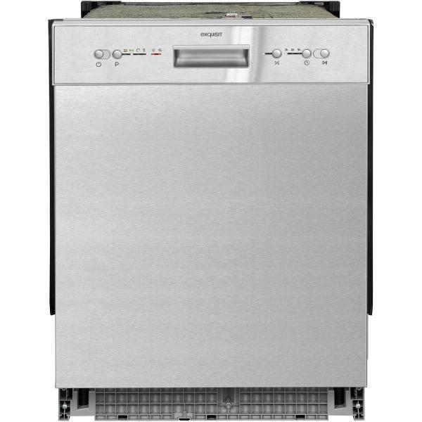 ARDEBO.de Exquisit EGSP6112-EF-030E Teilintegrierter Geschirrspüler, 60 cm breit, 12 Maßgedecke, 4 Programme, Wasserenthärter, Edelstahl