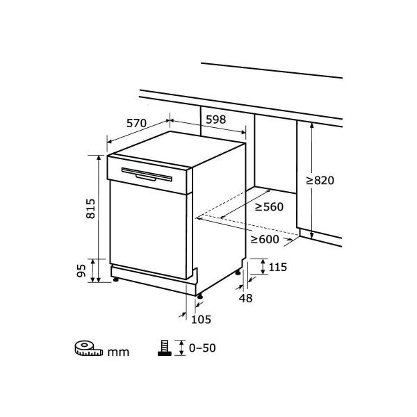 Exquisit EGSP6112-EF-030E Teilintegrierter Geschirrspüler, 60 cm breit, 12 Maßgedecke, 4 Programme, Wasserenthärter, Edelstahl
