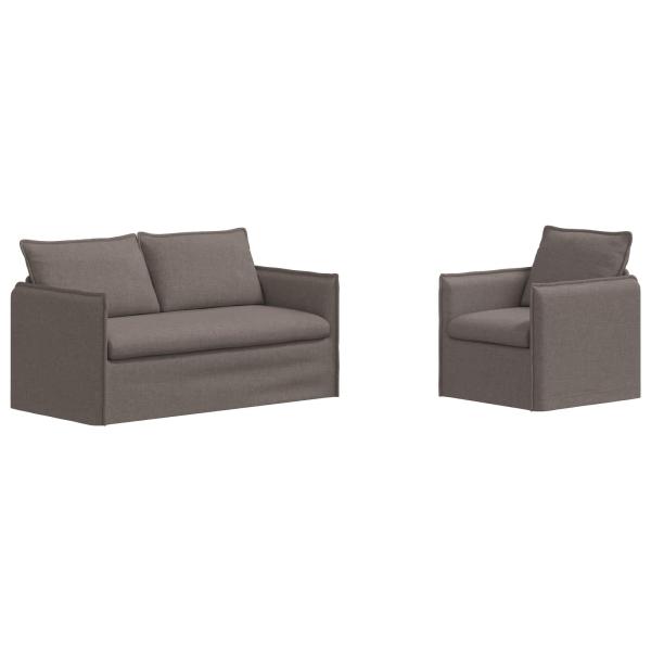 Sofa 2 pcs Taupe Metall