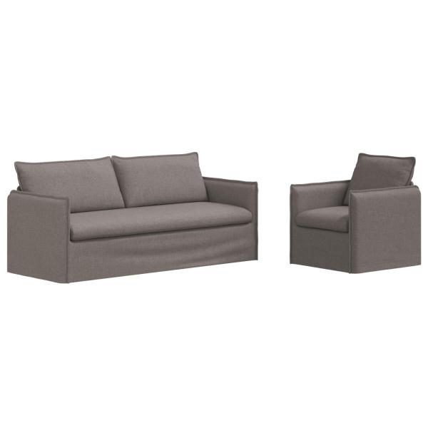 ARDEBO.de - Sofa 2 pcs Taupe Metall