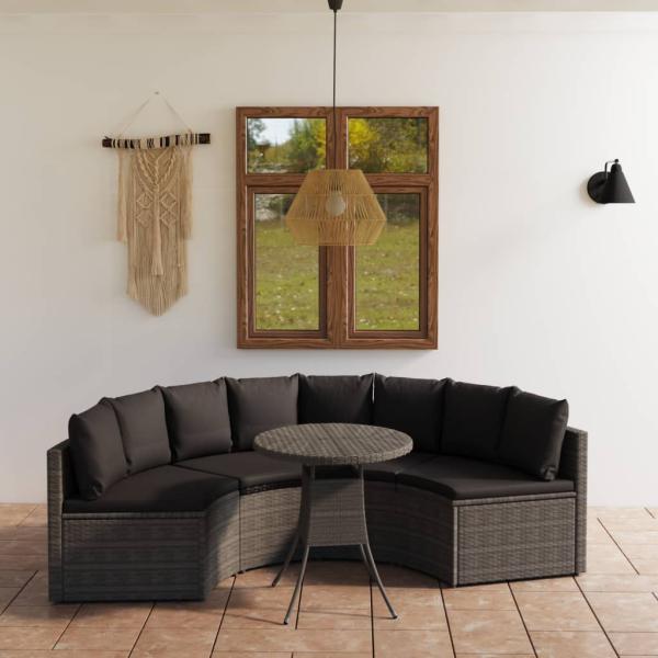 ARDEBO.de - 5-tlg. Garten-Sofagarnitur mit Auflagen Poly Rattan Grau
