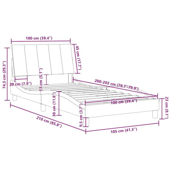 Bettgestell ohne Matratze "Hanko" Dunkelgrau 100x203 cm Samt
