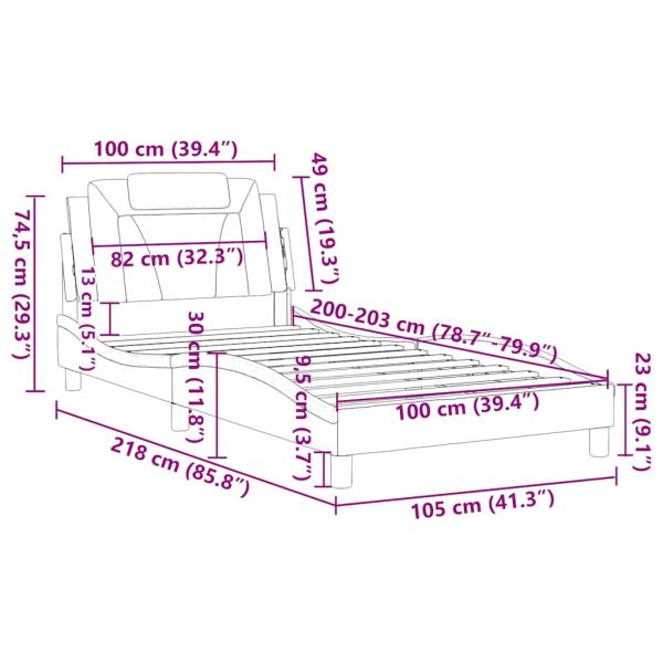 Bettgestell "Viana" ohne Matratze Weiß 100x203 cm Kunstleder