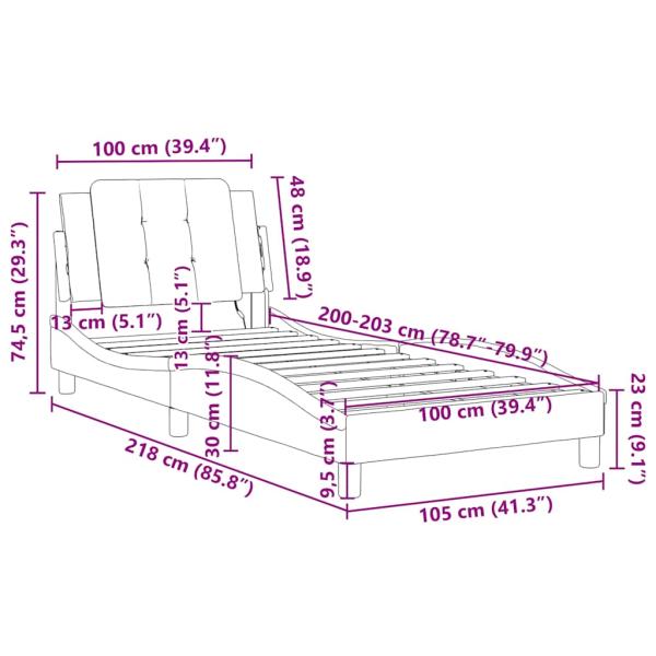 Bettgestell ohne Matratze "Zadar" Schwarz 100x203 cm Kunstleder