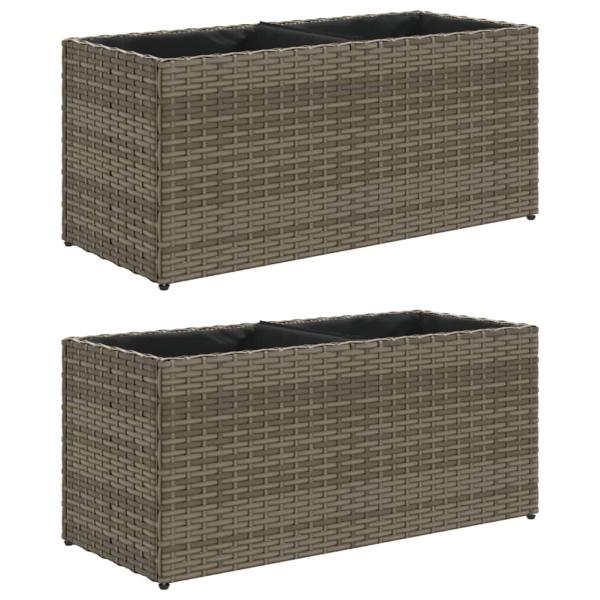 Pflanzkübel mit 2 Töpfen 2 Stk. Grau 72x30x32 cm Poly Rattan