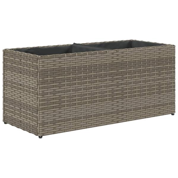 Pflanzkübel mit 2 Töpfen 2 Stk. Grau 72x30x32 cm Poly Rattan