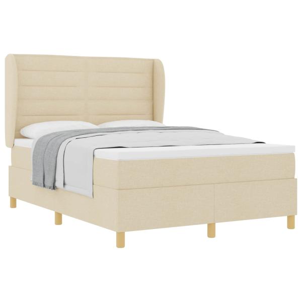 Boxspringbett mit Matratze Dunkelgrau 90x190 cm Creme