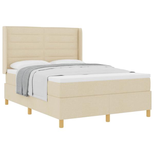 Boxspringbett mit Matratze Creme 160 x 200 cm Stoff