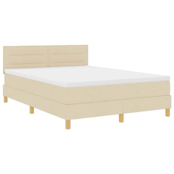 LED Boxspringbett mit Matratze mit LED Creme 160 x 200 cm Stoff