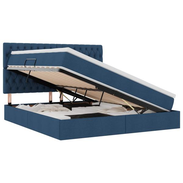 ARDEBO.de - Aufbewahrungsbett mit Matratze Blau 180 x 200 cm Polyester