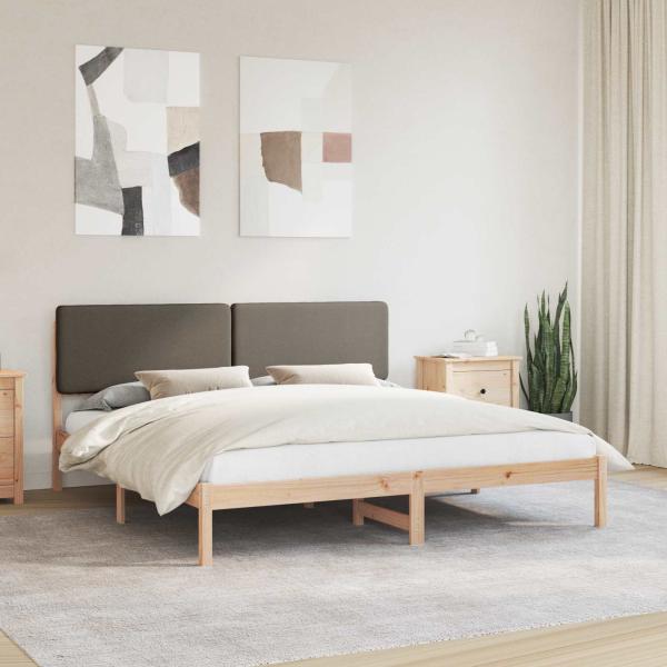 ARDEBO.de - Bettgestell mit gepolstertem Kopfteil Taupe 200 x 200 cm