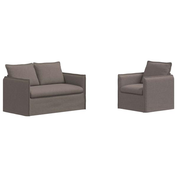 ARDEBO.de - Sofa 2 pcs Taupe Metall